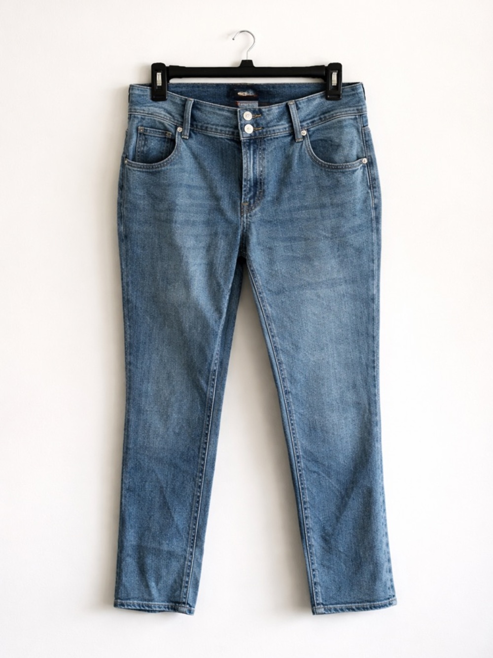 Hudson Jeans Flap Pocket Straight Leg Blue Denim Mid Rise Ankle Womens 8
